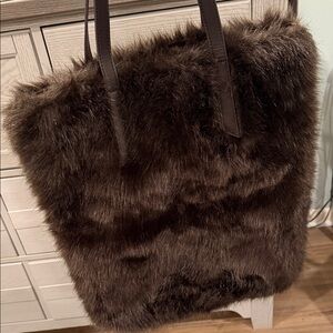 Free People Dark Brown Faux Fur Tote